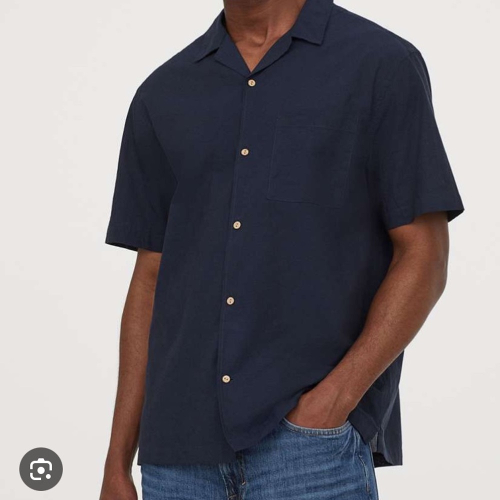 Navy Linen H&M Button Down